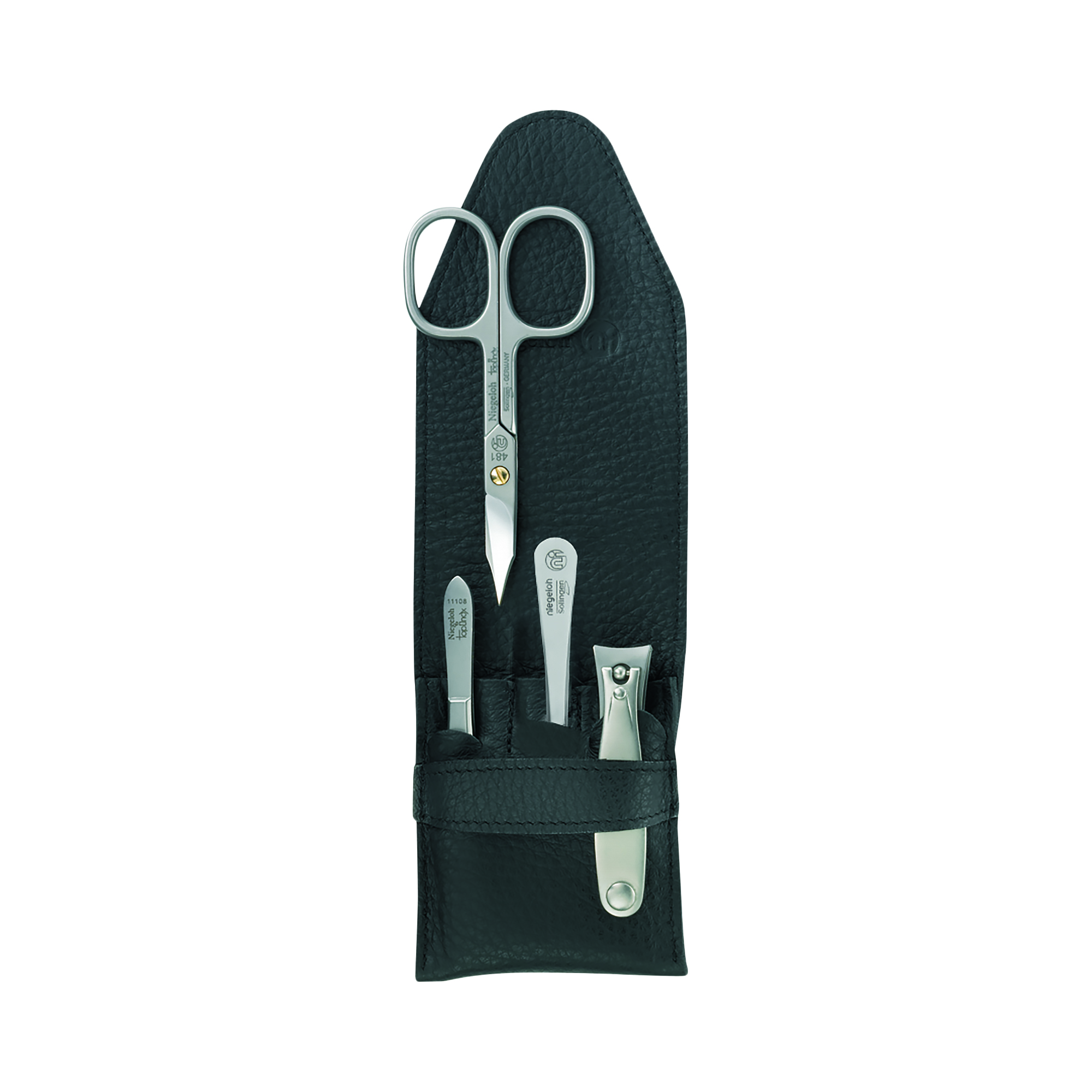 Niegeloh - Capri - 4-tlg. Maniküre-Set - schwarzes Etui aus Leder