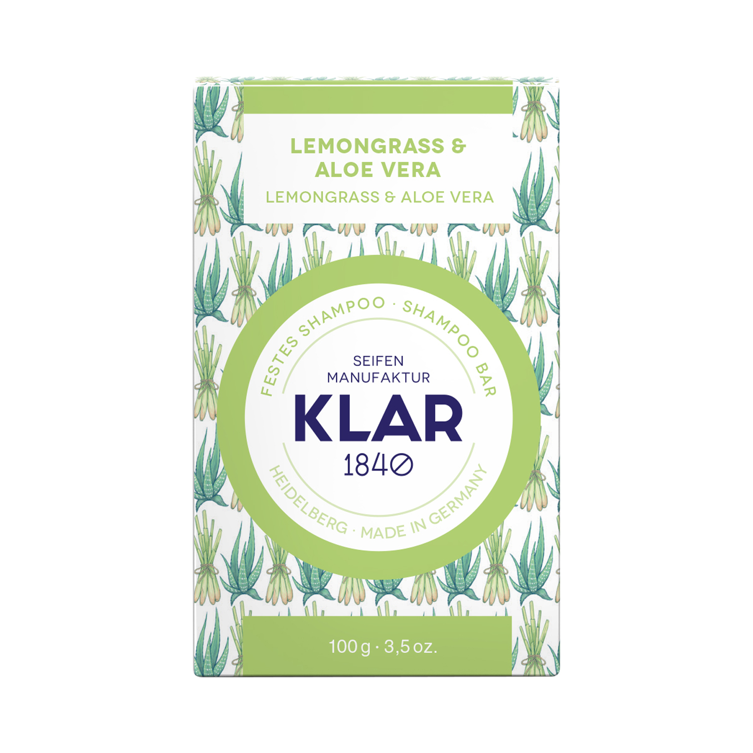 Klar's - Bar Shampoo - Lemongrass & Aloe Vera - festes Shampoo - Haarseife für fettiges Haar
