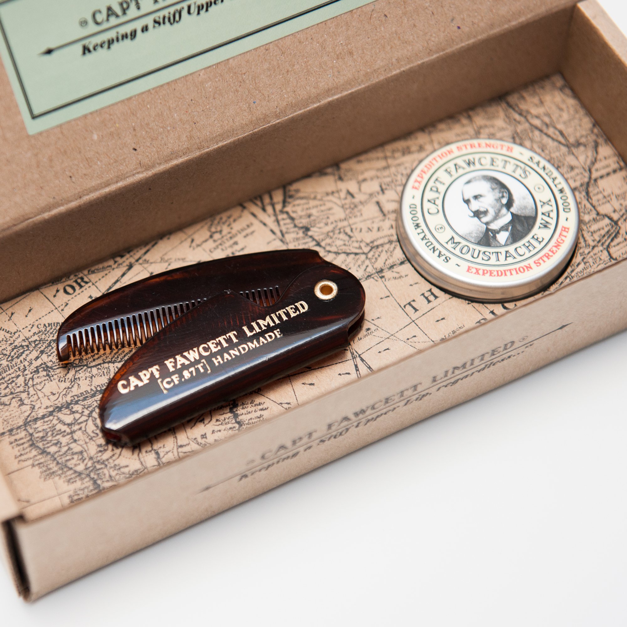 Captain Fawcett - Wax & Moustache Comb Gift Set - Bartpflege-Set