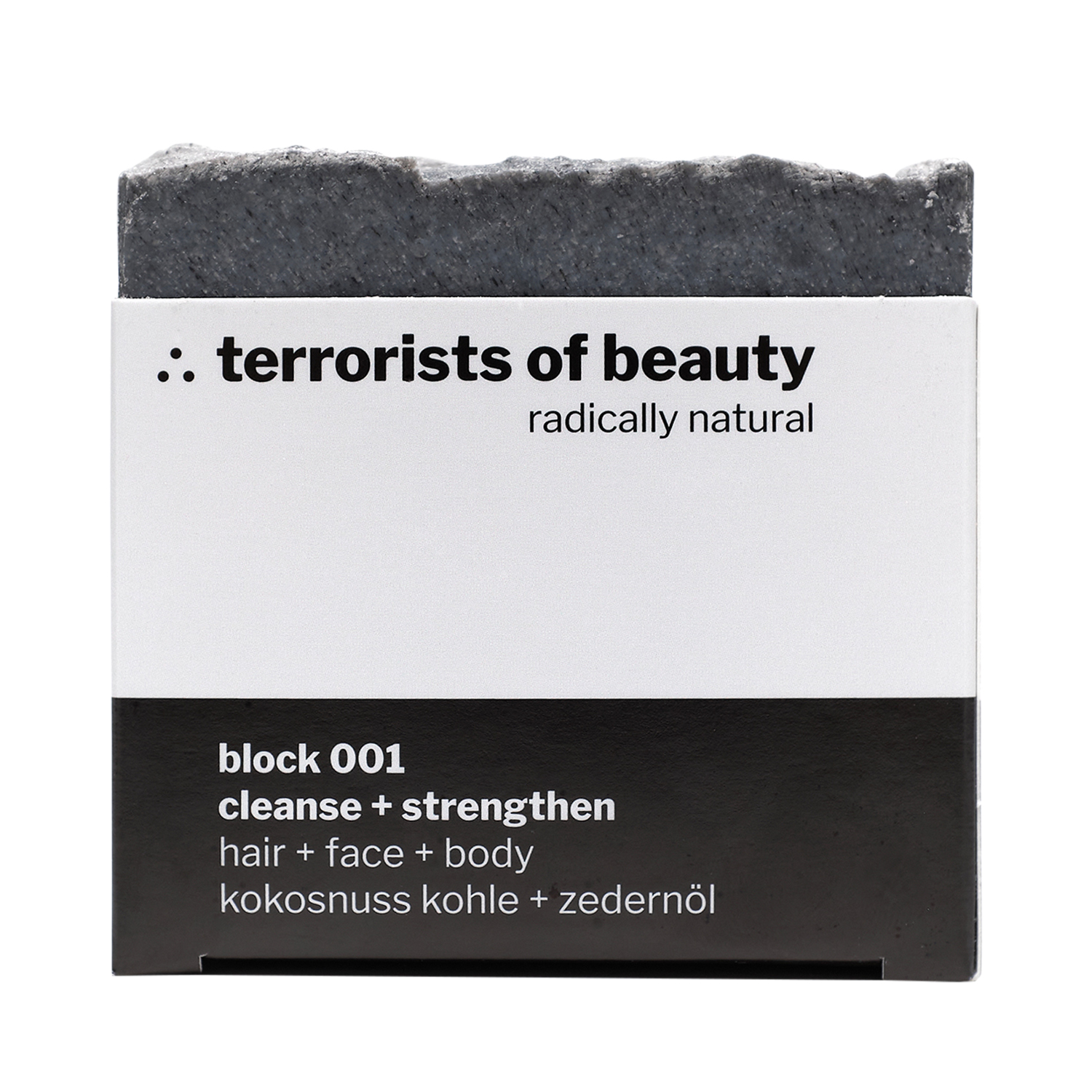 terrorists of beauty - block 001 - cleanse + strengthen - Naturseife für Haare, Gesicht und Körper