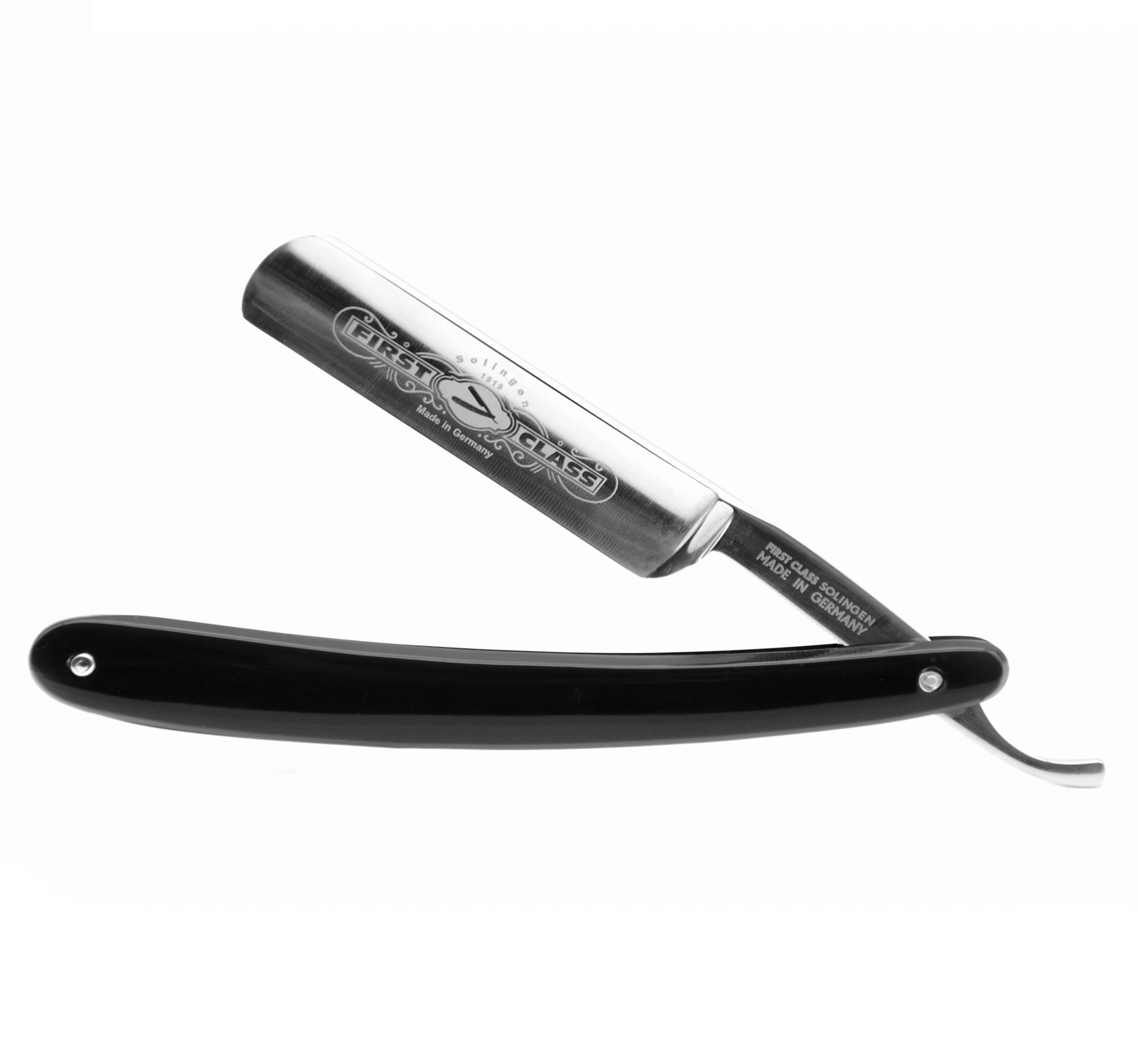 Heldenlounge - Carbonstahl Rasiermesser 5/8 Zoll - Griffschalen Kunststoff schwarz
